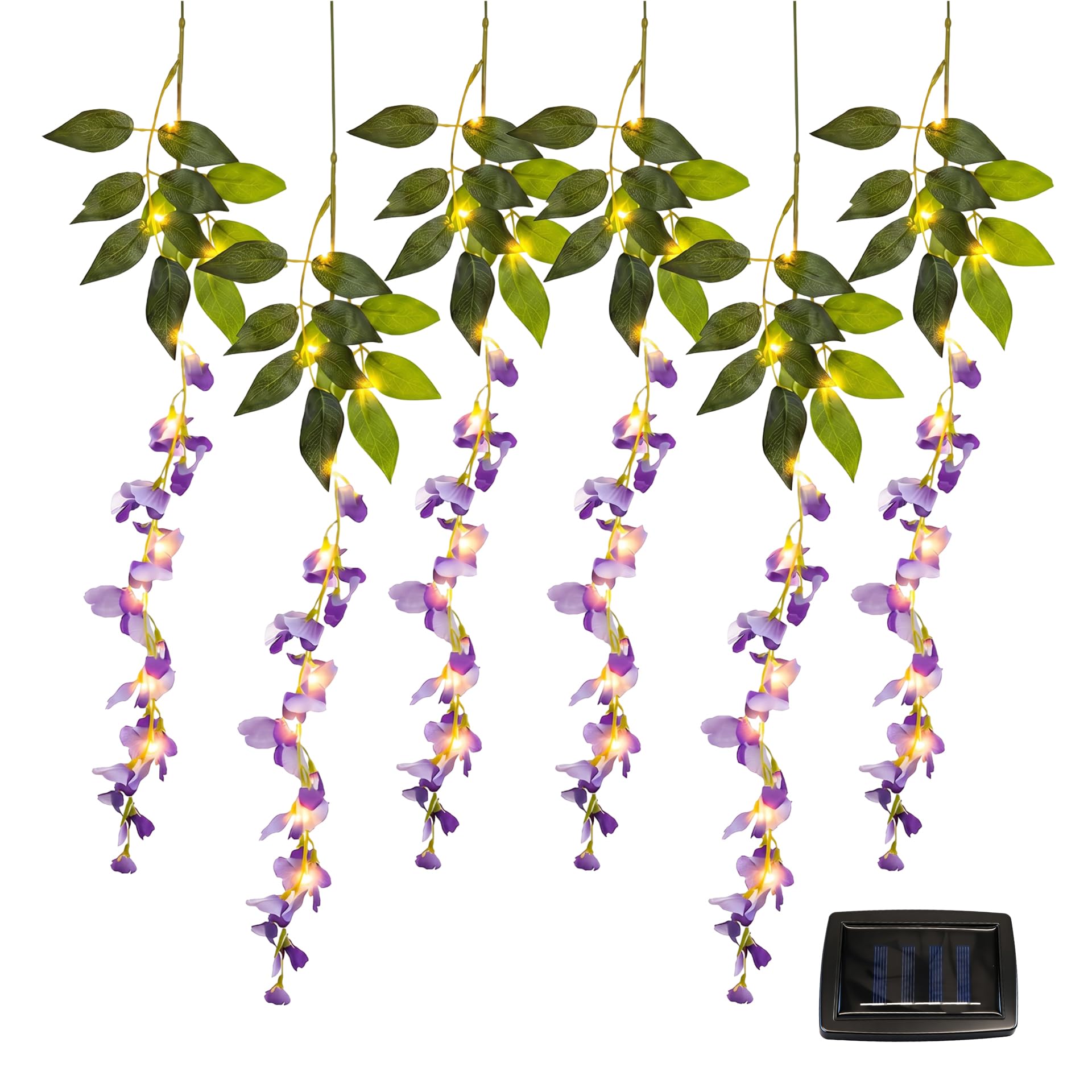 Gardenwize Solar Powered LED Hanging Flower Lights – Purple Wisteria Design, IP44 Waterproof Outdoor Decorative Garden, Fence & Porch Lights, Wind Resistant, Automatic Night Lighting