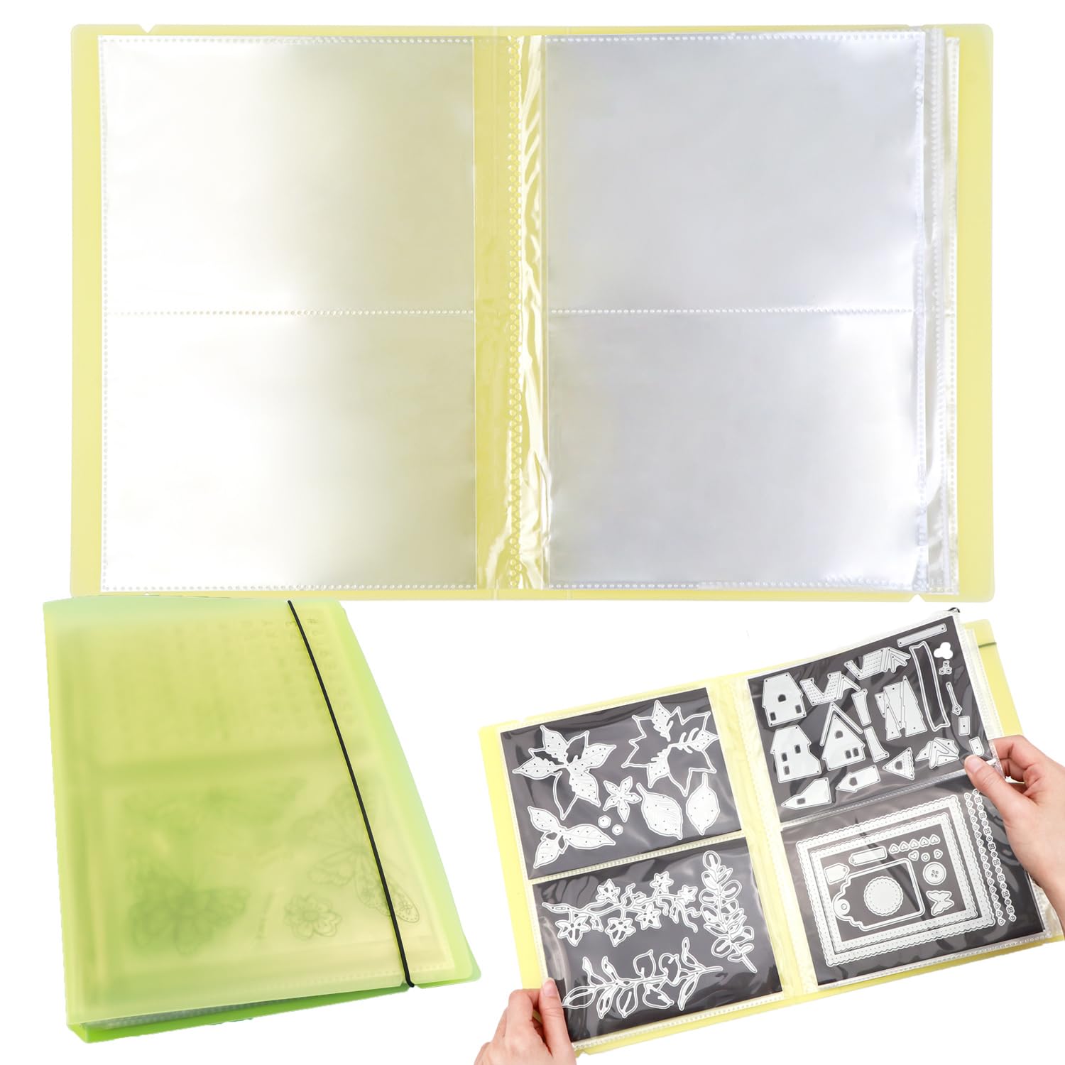 OTCRAFT 20 Pages80 Pockets /1Set Large Clear Sticker Photo Storage Album; Storage Book Organizer Folder for Postcards Stickers Photo