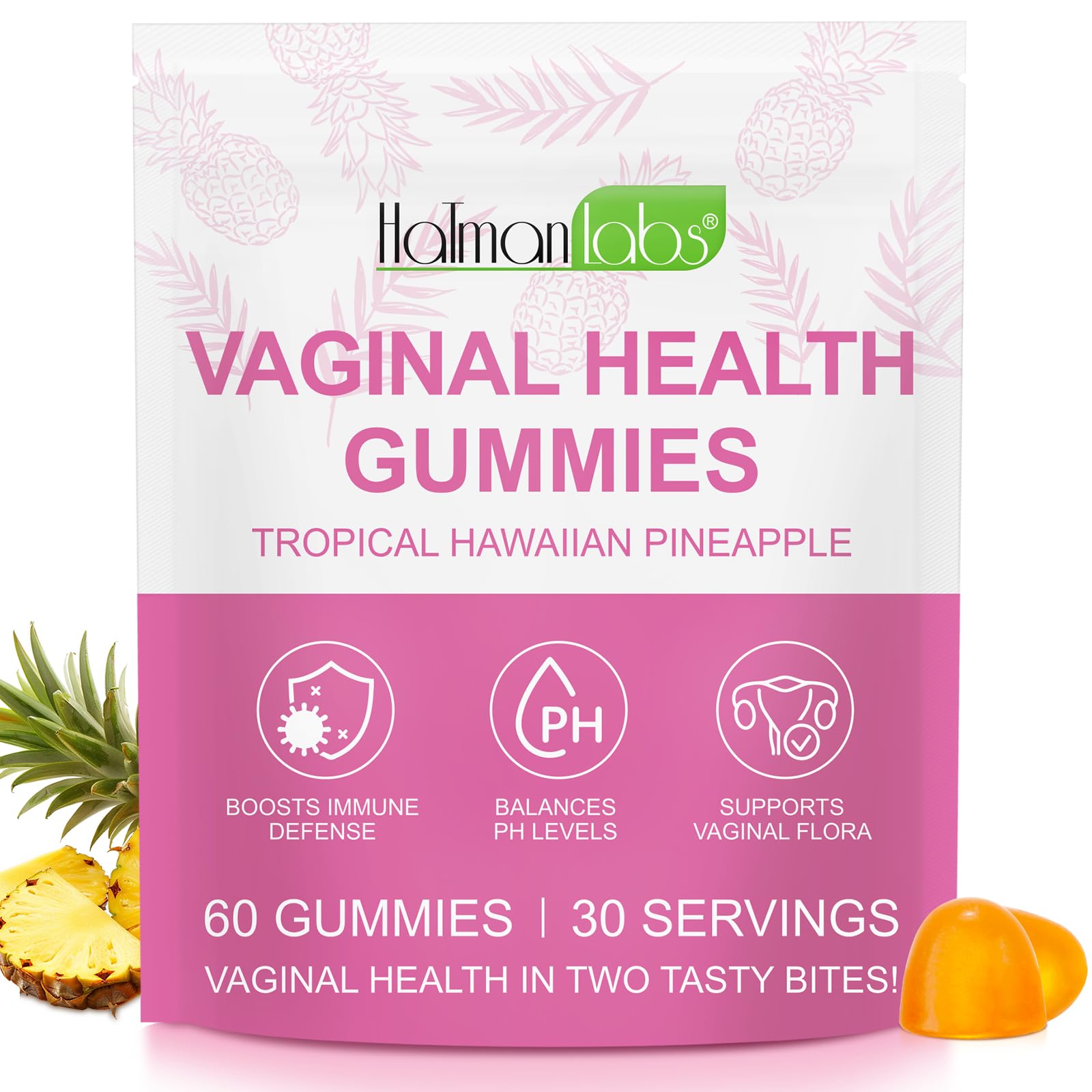 Vaginal Probiotics for Women,Ph Balance for Women,Feminine Balance Gummies,Womens Probiotic Vaginal Vitamins Supplement,Improve Immune,Promote Vaginal Health - 60 Pineapple Gummies