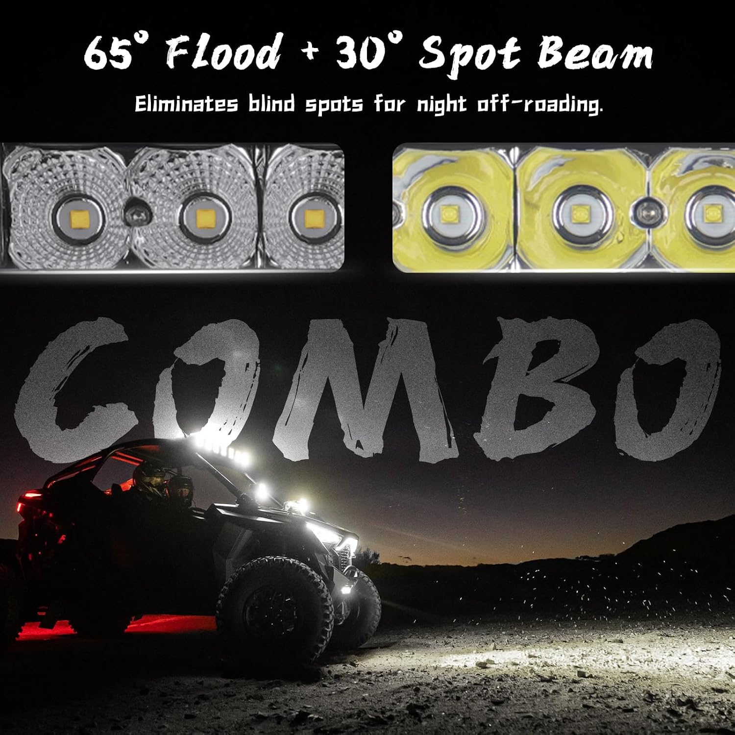 Chelhead Can Am X3 Light Kits for Shock Tower Hood Mount, 50W Spot Flood Combo Beam with Rocker Switch Wiring Harness Compatible with Can-Am Maverick X3 & X3 Max X RS Turbo R,Canam x3 Accessories