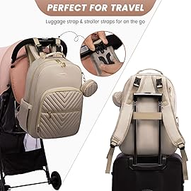 LOVEVOOK Diaper Bag Backpack, Quilted Baby Bag with Changing Pad & Pacifier Holder, Waterproof Travel Diaper Bags for Baby Boys Girls, Stylish and Large Capacity,Nude