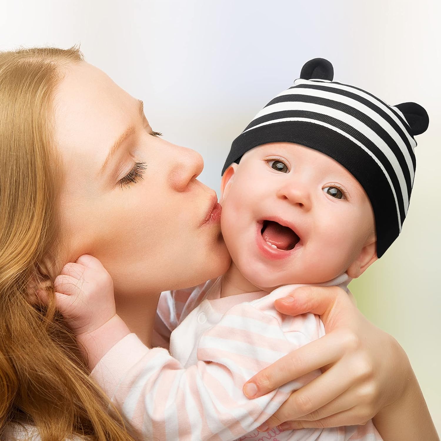Miniatura 2 de Geyoga 6 gorros para bebé recién nacido orejas de oso gorros para bebé niño y niña gorros para bebés de 0 a 3 meses