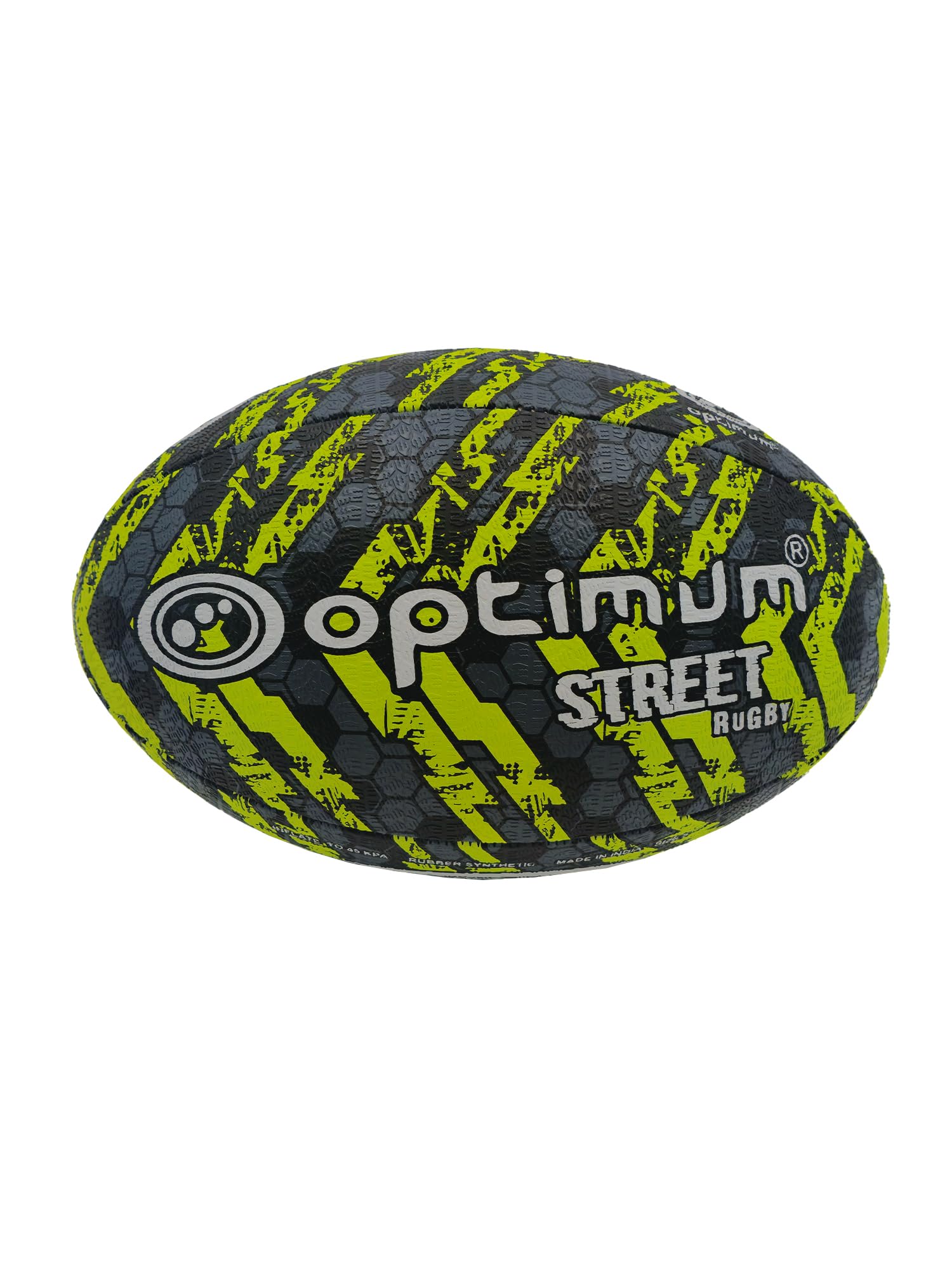 Optimum Street Rugby Ball - Durable, High-Visibility, Superior Grip & Control Surfaces & Skill Levels, Black / Yellow, 5