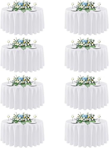 Miniatura 52 de sancua - Manteles blancos rectangulares, paquete de 8 manteles para mesas de 6 pies - Fundas de mesa lavables de poliéster para bodas, fiestas de