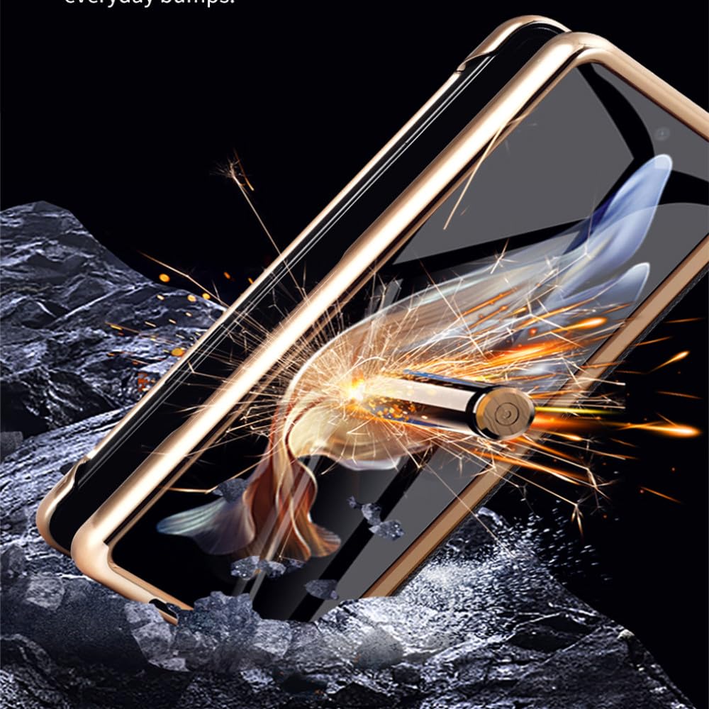 Custodia per telefono in vera pelle per Samsung Galaxy Z Fold5 Fold 5 4 3 Fold4 ZFold5 ZFold3 Cover posteriore con pellicola a specchio in vetro temperato, per Galaxy Z Fold4,4