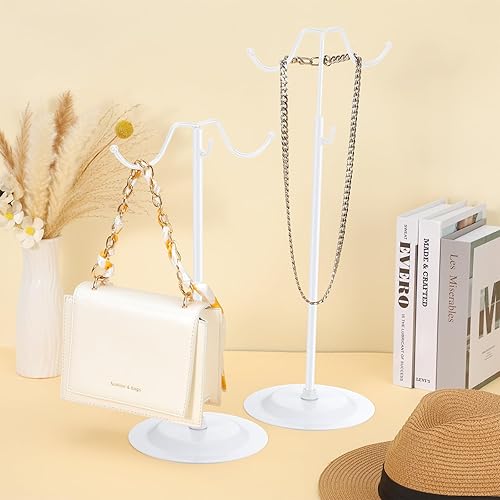 Miniatura 2 de Weysat Soporte para bolso de mano, soporte de exhibición para bolso de mano, soporte de metal para monedero, soporte ajustable de doble gancho para