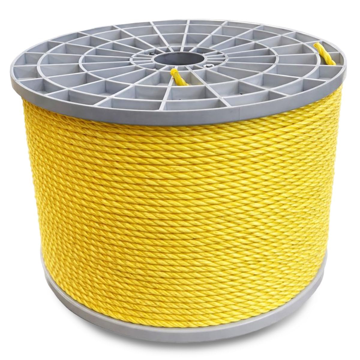 Heavy Duty PP/Polyester/Nylon Rope on Spool, Yellow, 1/4inX1200FT