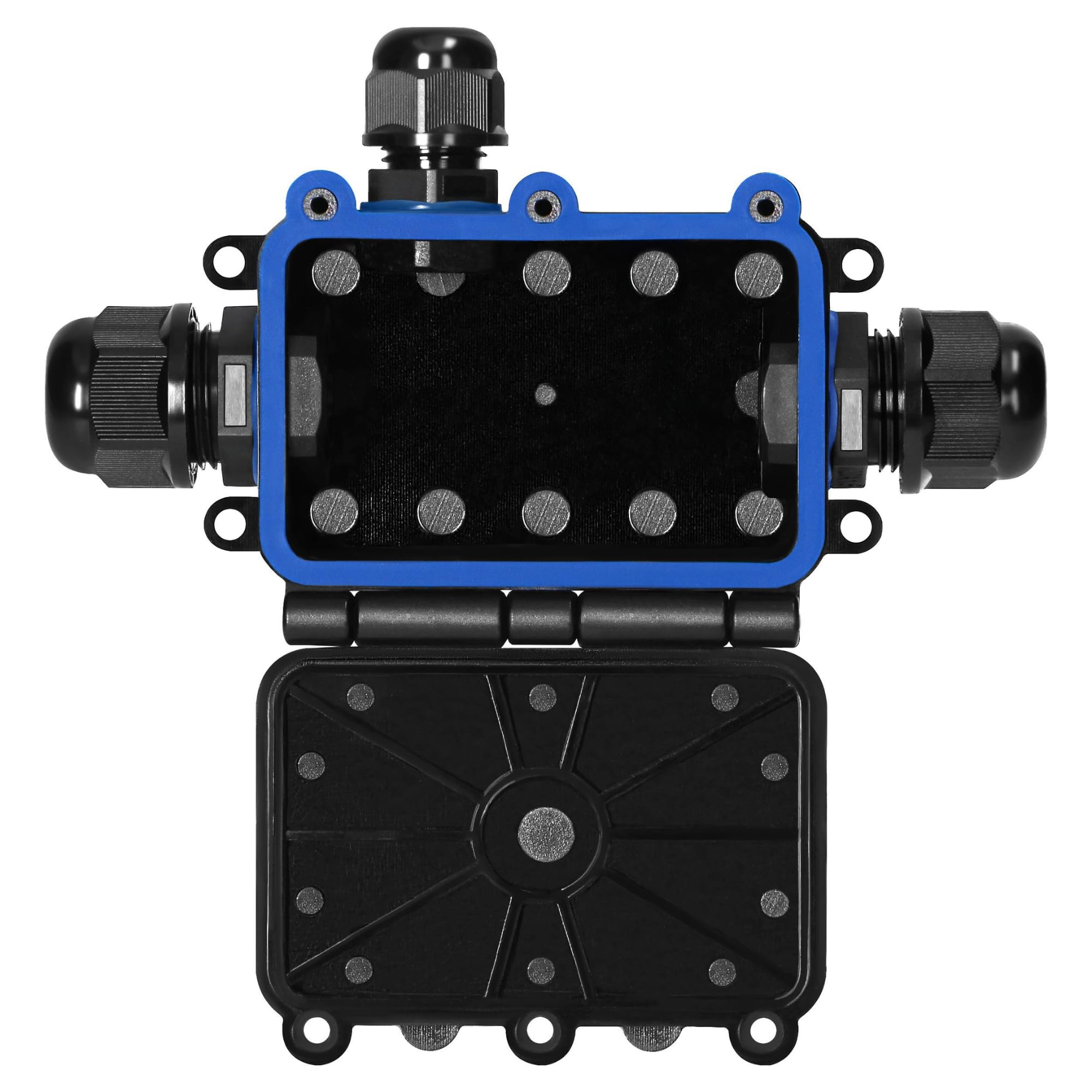 Scatola Derivazione Esterna HD 0,5-6,0mm² Scatola Stagna Elettrica da Esterno IP68 Scatola di Giunzione per Cavo Ø7-12mm Resistenza ai Raggi UV e agli Urti IK09 (3 vie: 2xM20, 1xM16)