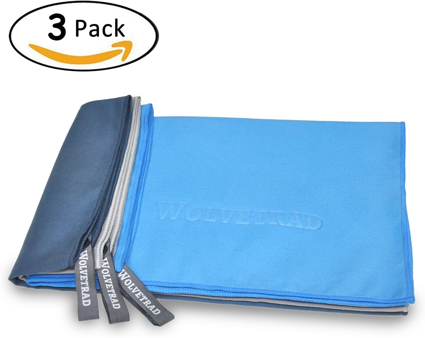 PiKaQ Microfiber Travel Towel, Super Lightweight Absorbent Quick Dry Towel with Mesh Bag, for Bath Camping Beach Yoga Gym, Large and Small, Free Hand/Face Towel