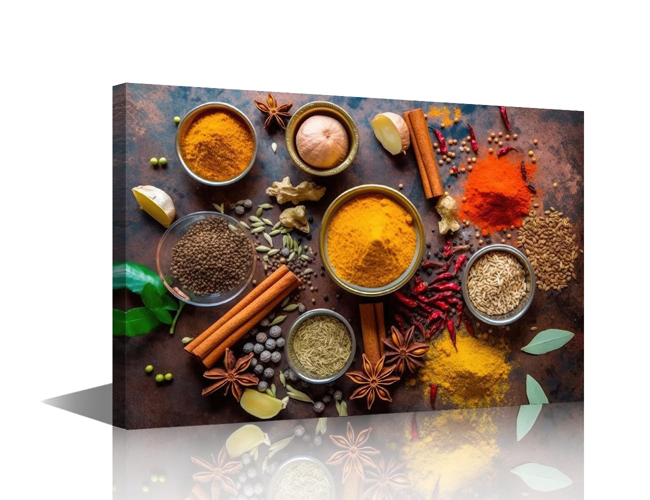 Seasoning Wall Art Spices and Herbs Large Canvas Wall Art Food and Cuisine Ingredients Wall Art for Living Room Posters & Prints Modern Home Decor Stretched and Framed Ready to Hang (24"Wx36"H)