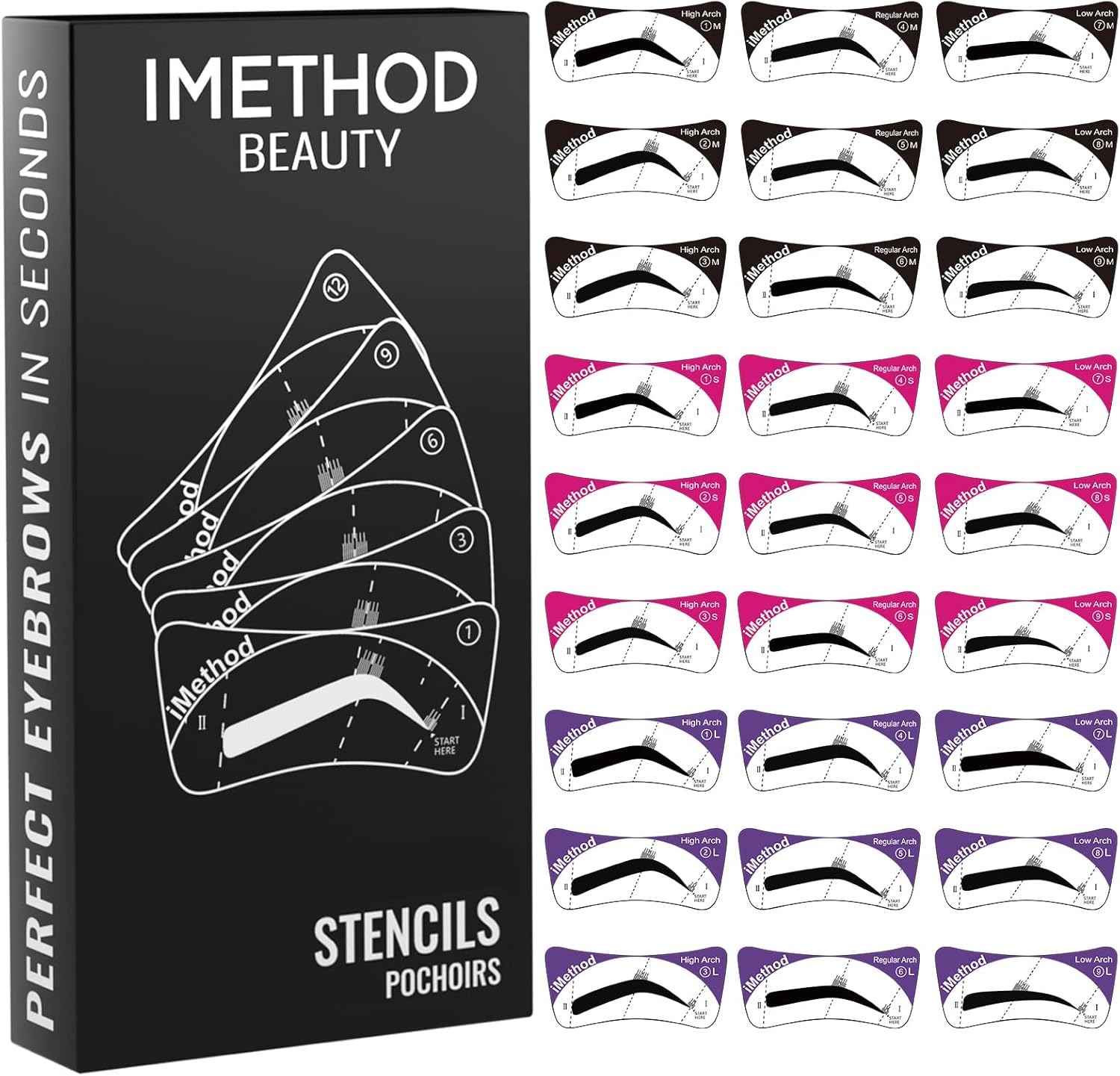 iMethod Eyebrow Stencils Eyebrows Shape Reusable 27 Eyebrow Stencil