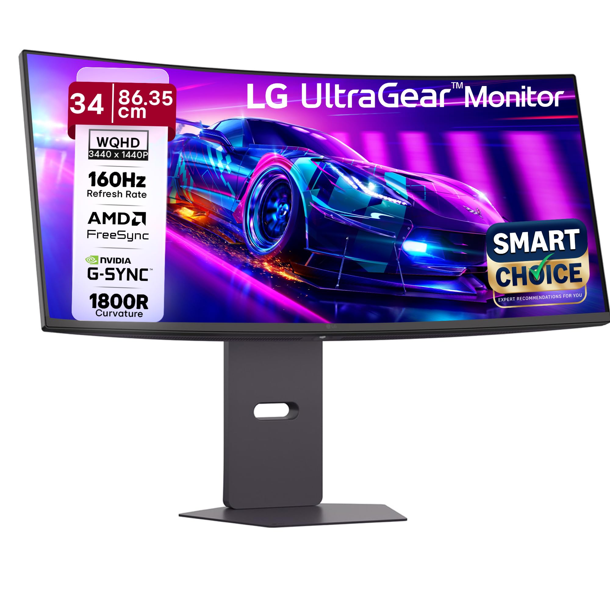 LG 34G600A-B 34-inch Ultragear WQHD (3440 x 1440) Curved Gaming Monitor 160Hz, AMD FreeSync Premium, HDR10, Built-in Speaker, Reader Mode, HDMI 2.1, DisplayPort, Tilt/Height/Swivel Stand, Black-image-3