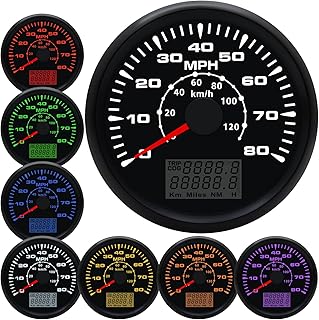 85MM GPS Speedometer Gauge Boat MPH Speedometer Waterproof 0-80MPH 0-120KM/H Marine Speedometer Odometer LCD Indicators with 7 Backlight fit Car Truck Motorcycle Speedometer GPS Gauge Auto 9-32V