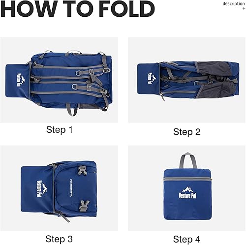 Miniatura 6 de Venture Pal Mochila ligera y plegable de 40 litros para viajes y senderismo