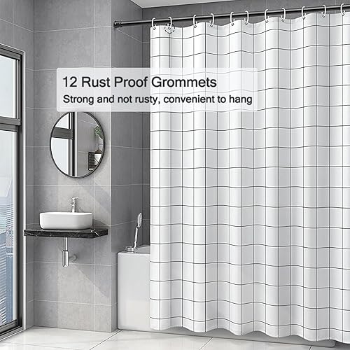 Miniatura 9 de LQFMEHOT Forro de cortina de ducha verde EVA, cubo de agua 3D, forro de ducha 5G con 12 ojales de metal inoxidables e imanes pesados, cortinas de