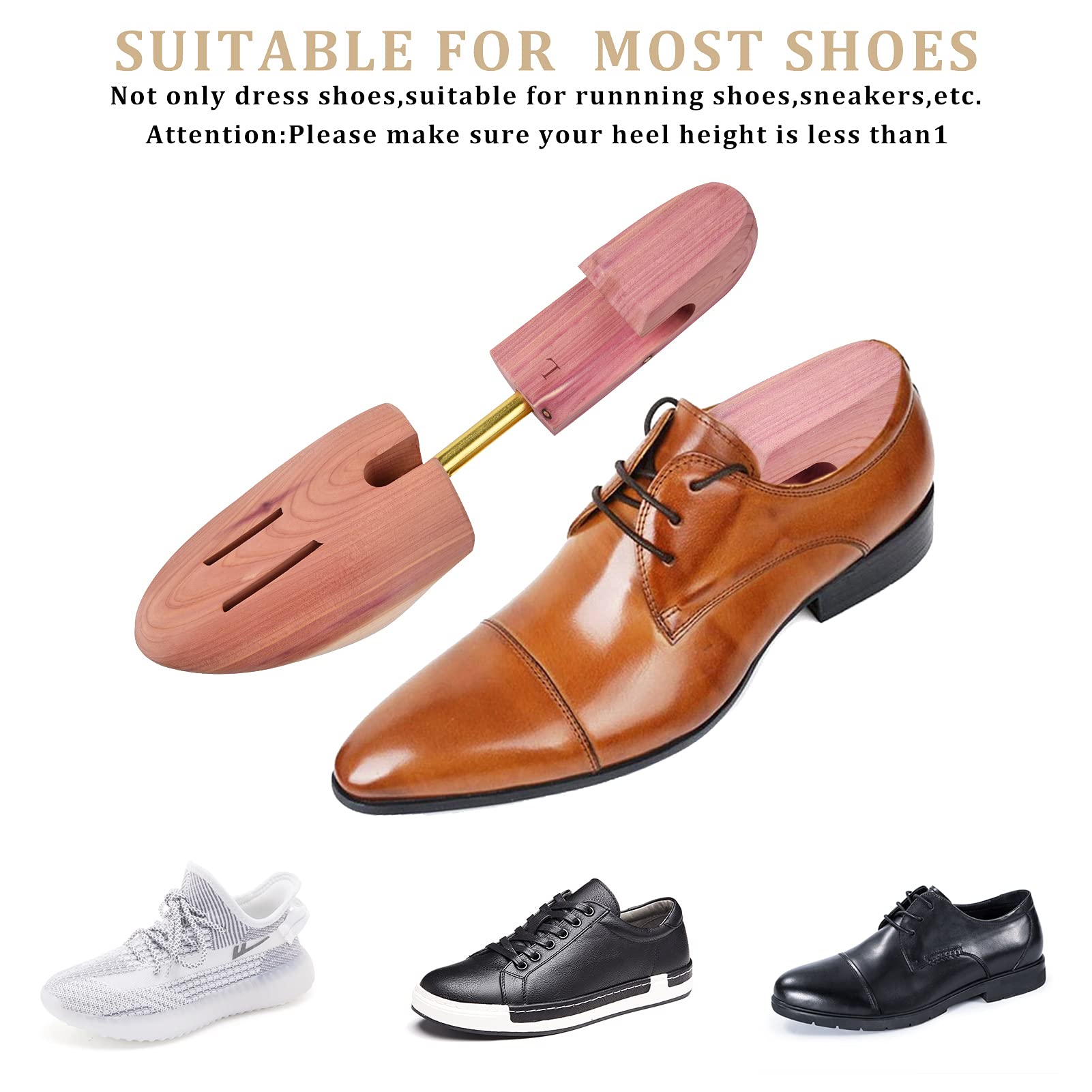Zedernholz-Schuhspanner für Herren, verstellbarer Schuhspanner aus Holz für Lederschuhe (2er-Pack)