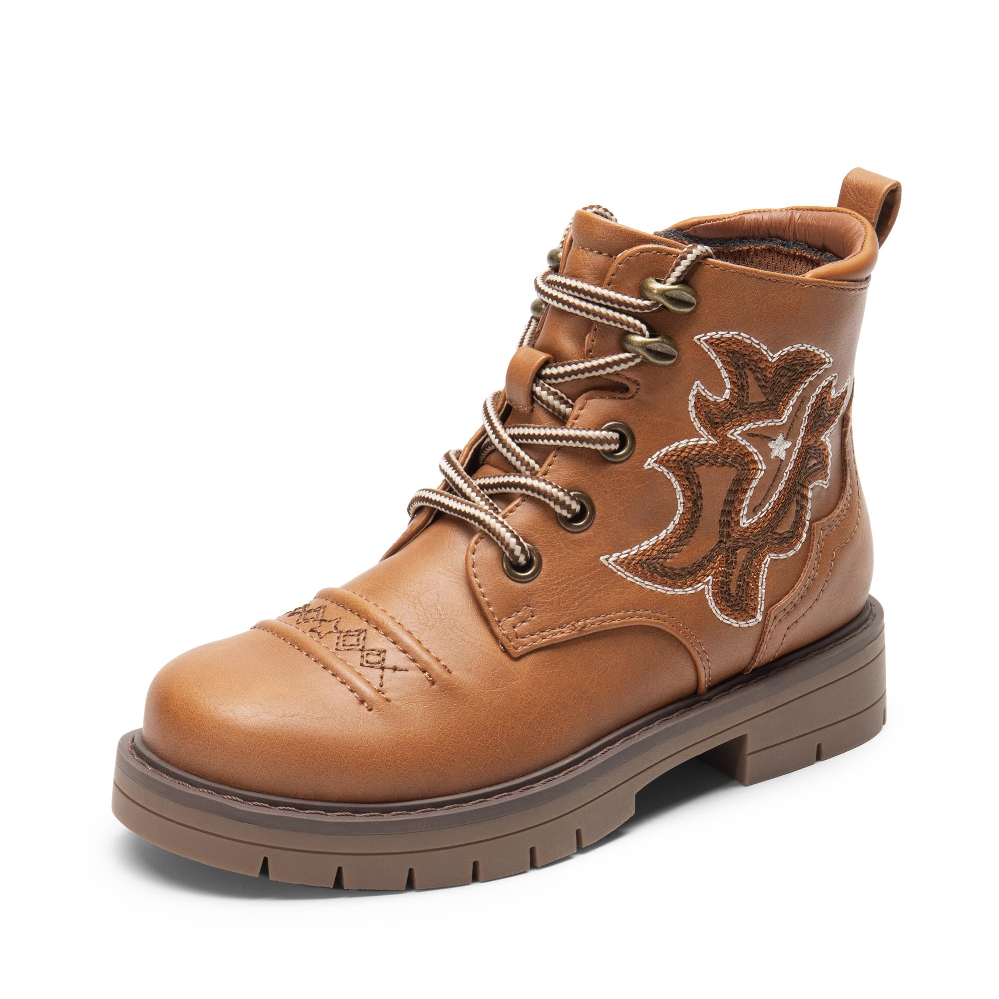 DREAM PAIRS Boys Girls Combat Ankle Boots Cowboy Cowgirl Western Embroidered Side Zipper Booties Toddler/Little Kid/Big Kid