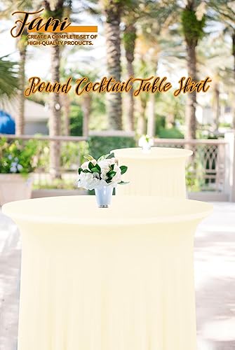 Miniatura 4 de fani Paquete de 6 faldas redondas de 32 x 43 pulgadas, falda de mesa de cóctel de elastano, ajustable con parte superior alta, mantel elástico de