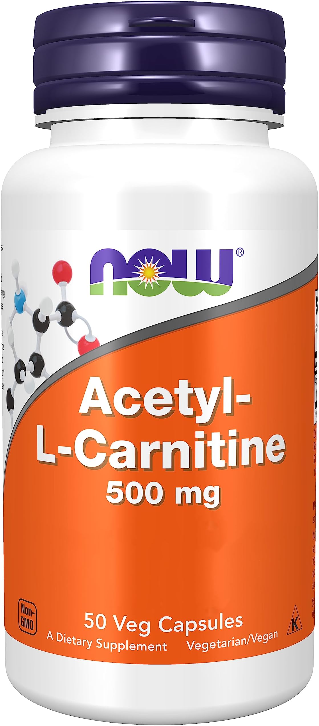 Foods, Acetyl-L-Carnitine, 500mg, 50 Vegan Capsules, Lab-Tested, Amino Acid, Gluten Free, SOYA Free, Vegetarian