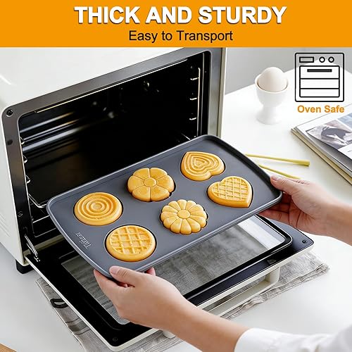 Miniatura 6 de Paquete de 2 moldes de silicona para magdalenas, moldes redondos y con forma de corazón para hornear, 6 cavitas, flores, macarrones, waffle, molde