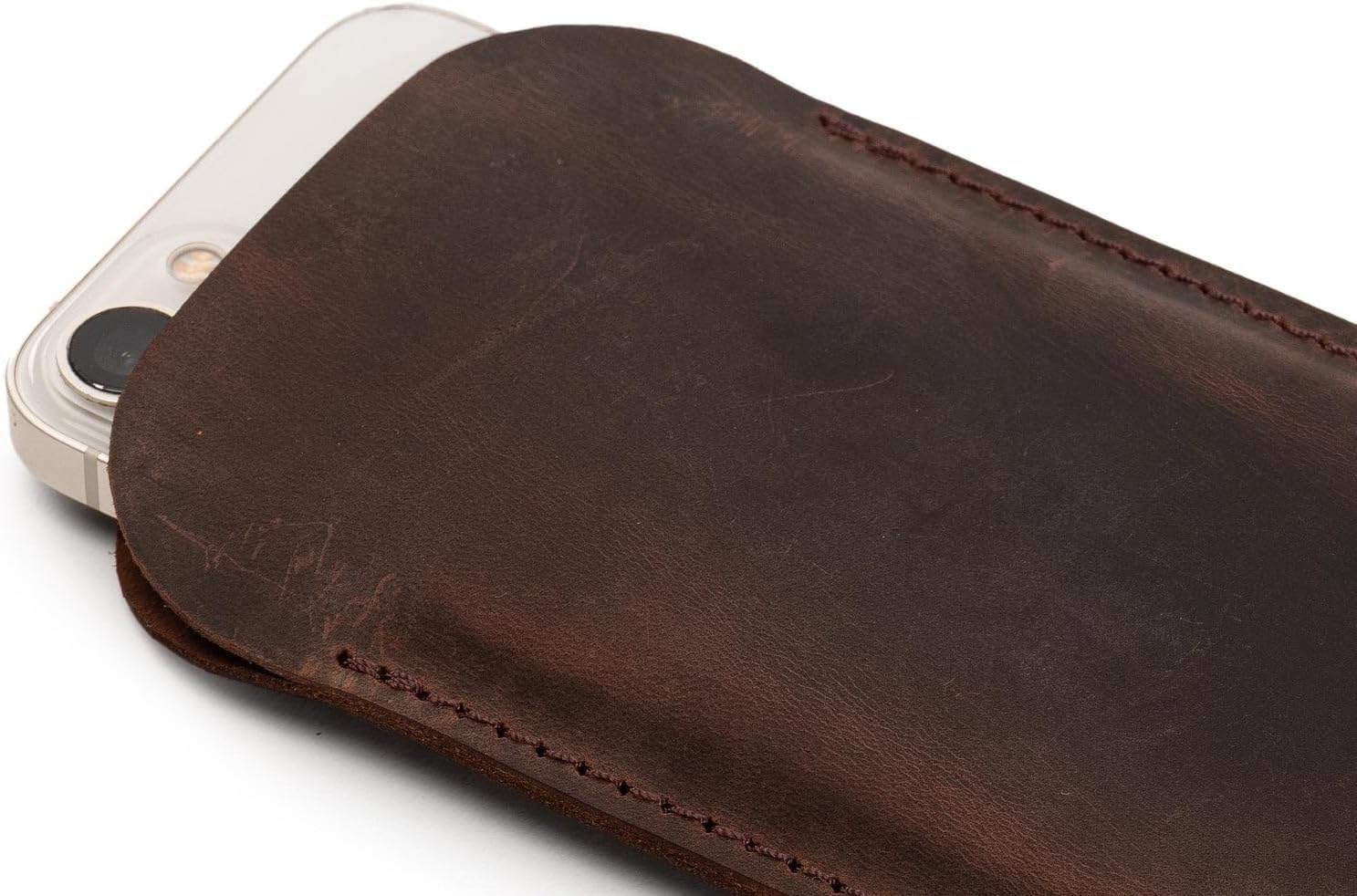 Premium Leather Pro Max Sleeve, Handmade 2.2 mm Luxury Case for Pro Max 14/15/16/17, Personalized Case (Chestnut)