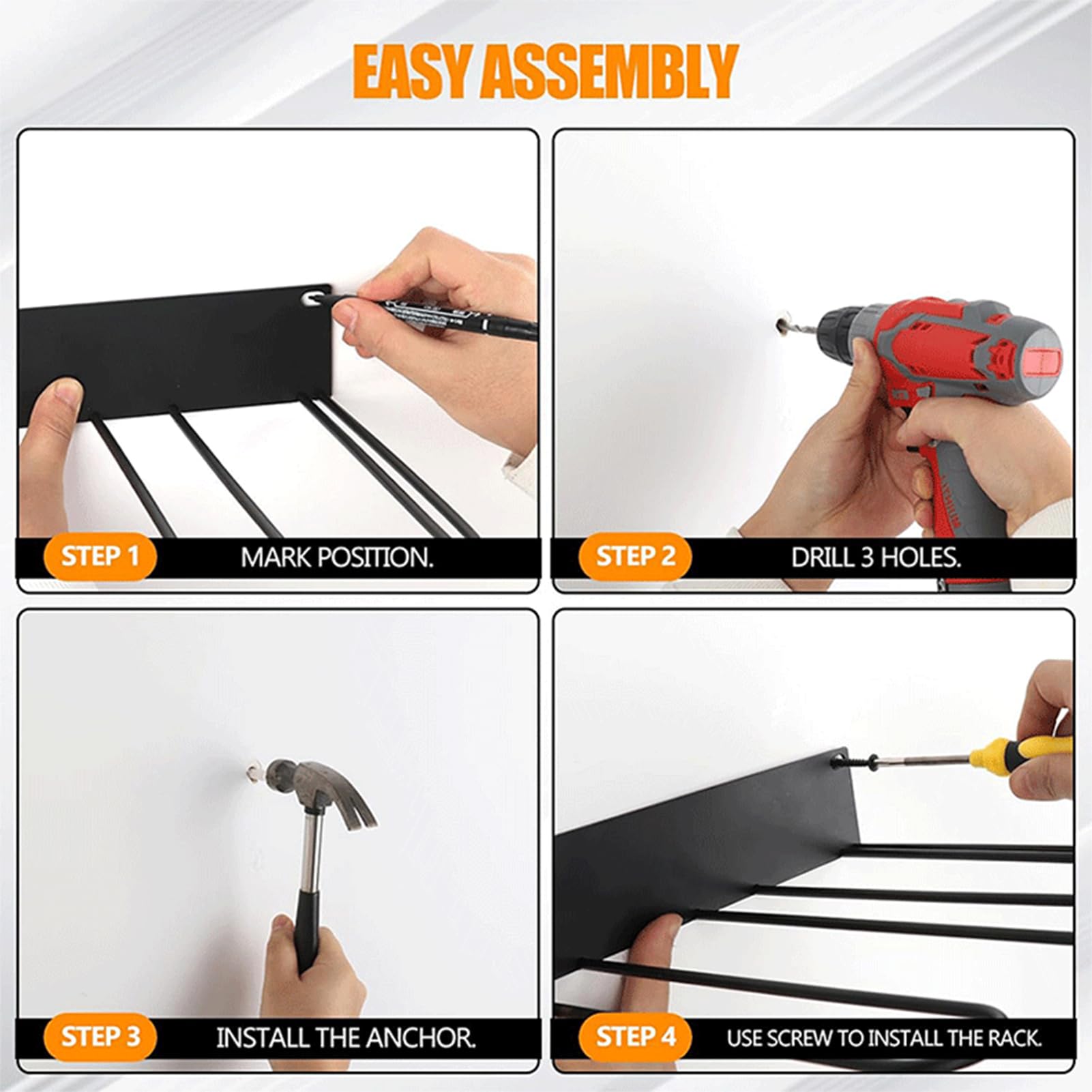 Teksome Welly Stiefelregal – Waden-Aufhänger zur Wandmontage, Stabiler Stiefel-Organizer aus Metall, universeller Stiefelhalter für Schrank, Eingangsbereich, Außenbereich, Garage
