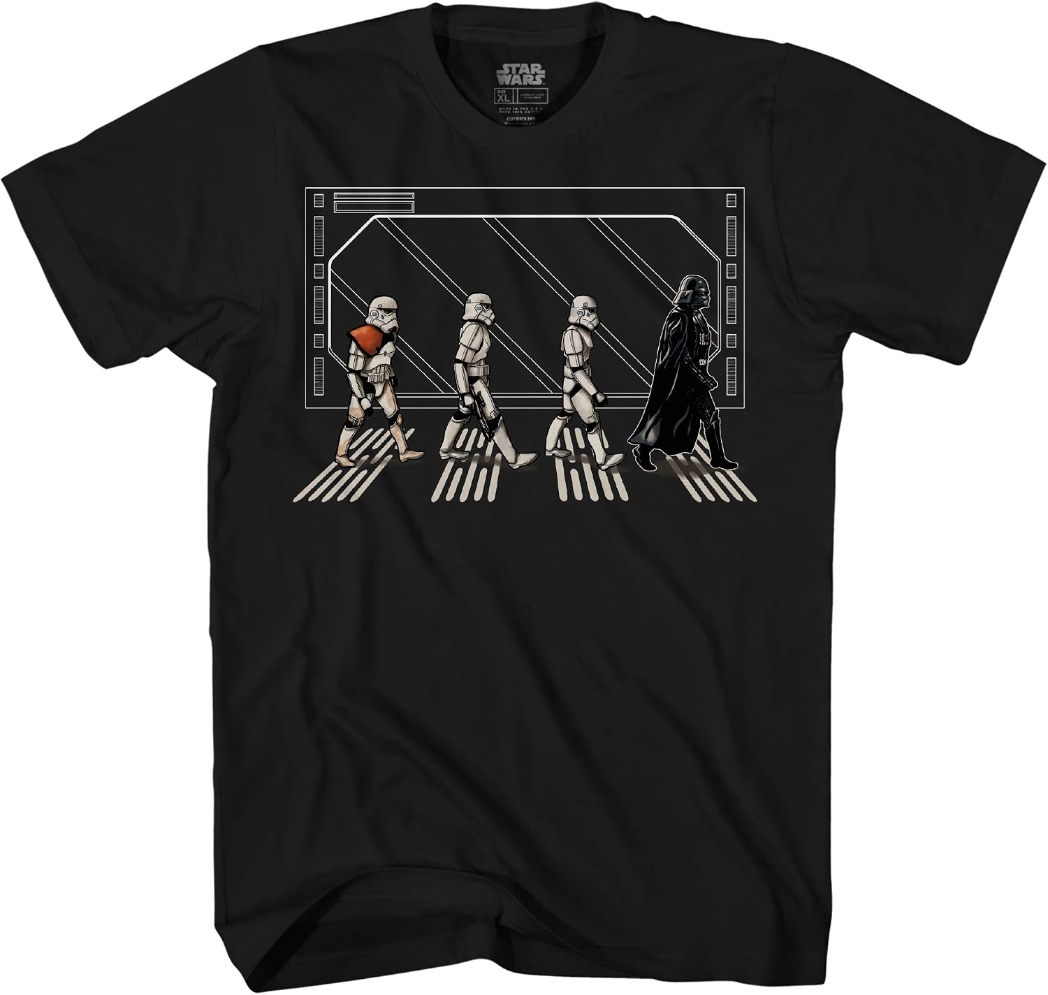 STAR WARS Death Star Road Vader and Stormtroopers Crossing Mens T-Shirt