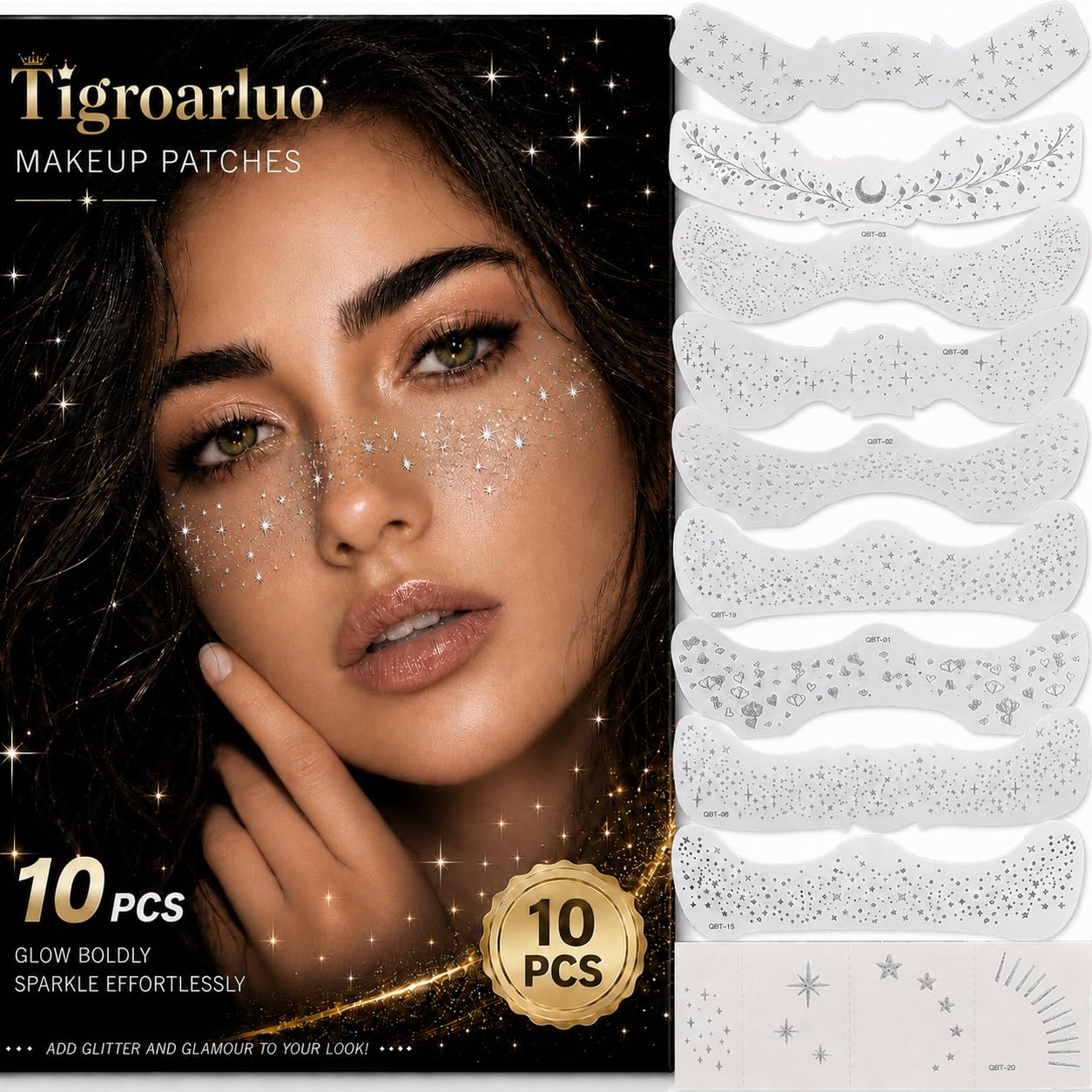 Glitter Freckles Face Tattoo, 10pcs Silver Temporary Face Tattoos Stickers