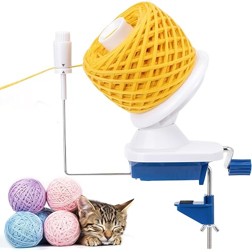 Caydo Yarn Winder with Tension Spring, One Hand Operated Winder, 4-7oz Efficiently Compact Cake Roller for Crocheting, Portable Ball Spinner for Crocheters&Knitters, Good Helper for Craft Lovers(Blue)