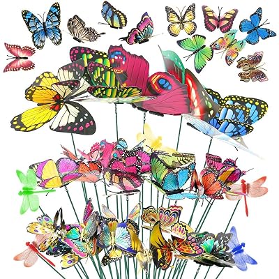 INRALI Teenitor Butterfly Stakes, 20pcs 9.84 inch Garden Butterfly Ornaments for Indoor/Outdoor, Waterproof, Home Decora