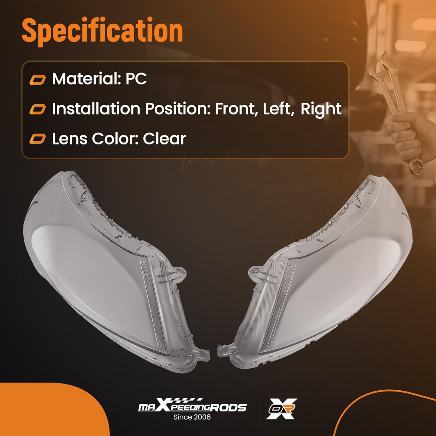 maXpeedingrods 2PCS Pair Headlight Lens Cover for Honda Accord 2008-2012, Left & Right Side Clear Lens