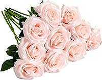 Vista 9 de Rosas Artificiales 10 unidades Ramo de Flores Abiertas Tallos de Rosas Artificiales para Arreglos de Boda, Ramo de Novia, Centro de Mesa, Flores