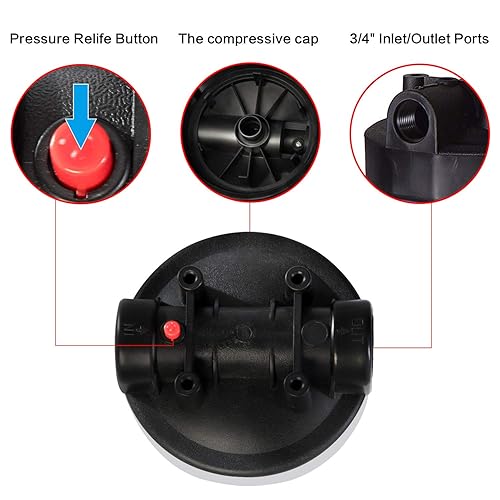 Miniatura 3 de Geekpure Filtro de agua transparente de 20 pulgadas para toda la casa con filtro de 4.5 x 20 pulgadas, 34 puertos