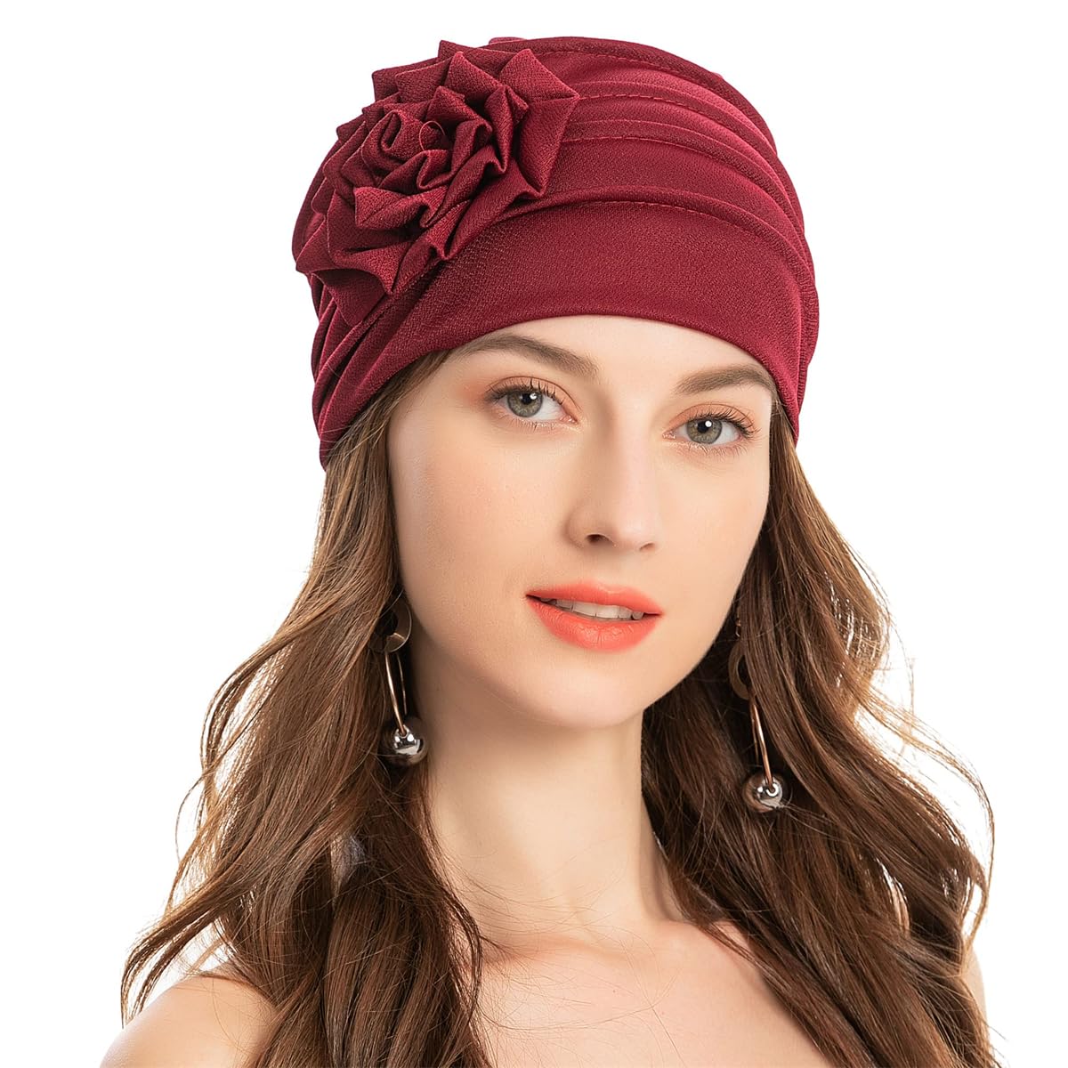 Sponsored Ad – TERRIFI Stylish Women's Turban Beanie Hat with Flower, Headwear Elastic Head Wrap Cap, Floral