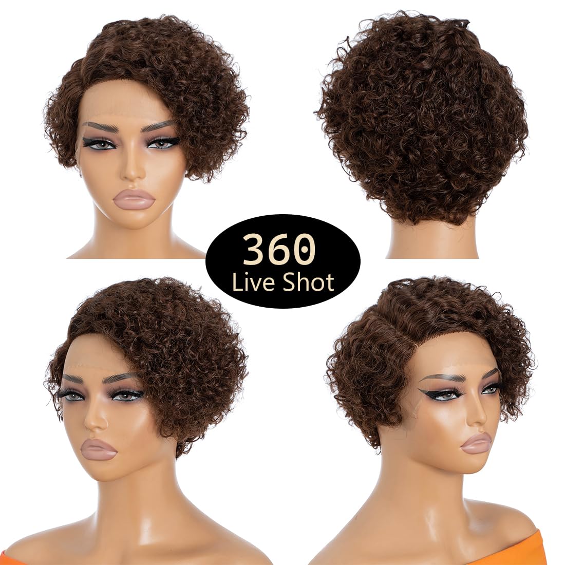 Noble Star 8inch Curly Wave Pixie Cut Wigs Human Hair 13x5x1 L Part Bob Wig for Women Side Part Pixie Cut Lace Front Wig with Baby Hair Glueless Short Cut Bob Wig M4/33 - Image 2
