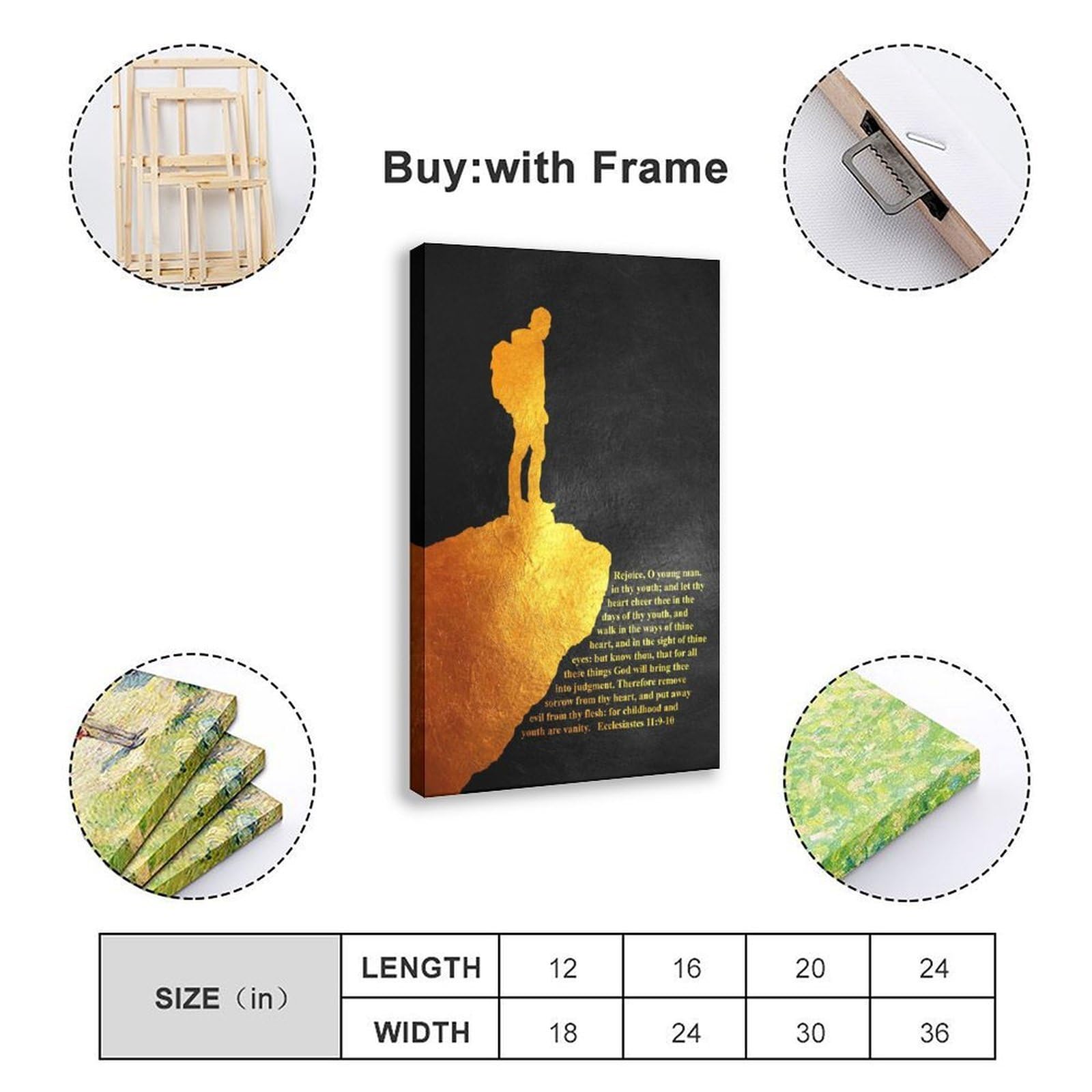 LNYLSJ Ecclesiastes 119-10 Poster delle Scritture Regalo Poster Artistico | Tela per soggiorno, camera da letto, casa, ufficio, stampa regalo, stile cornice, 40,6 cm di lunghezza x 61 cm di larghezza