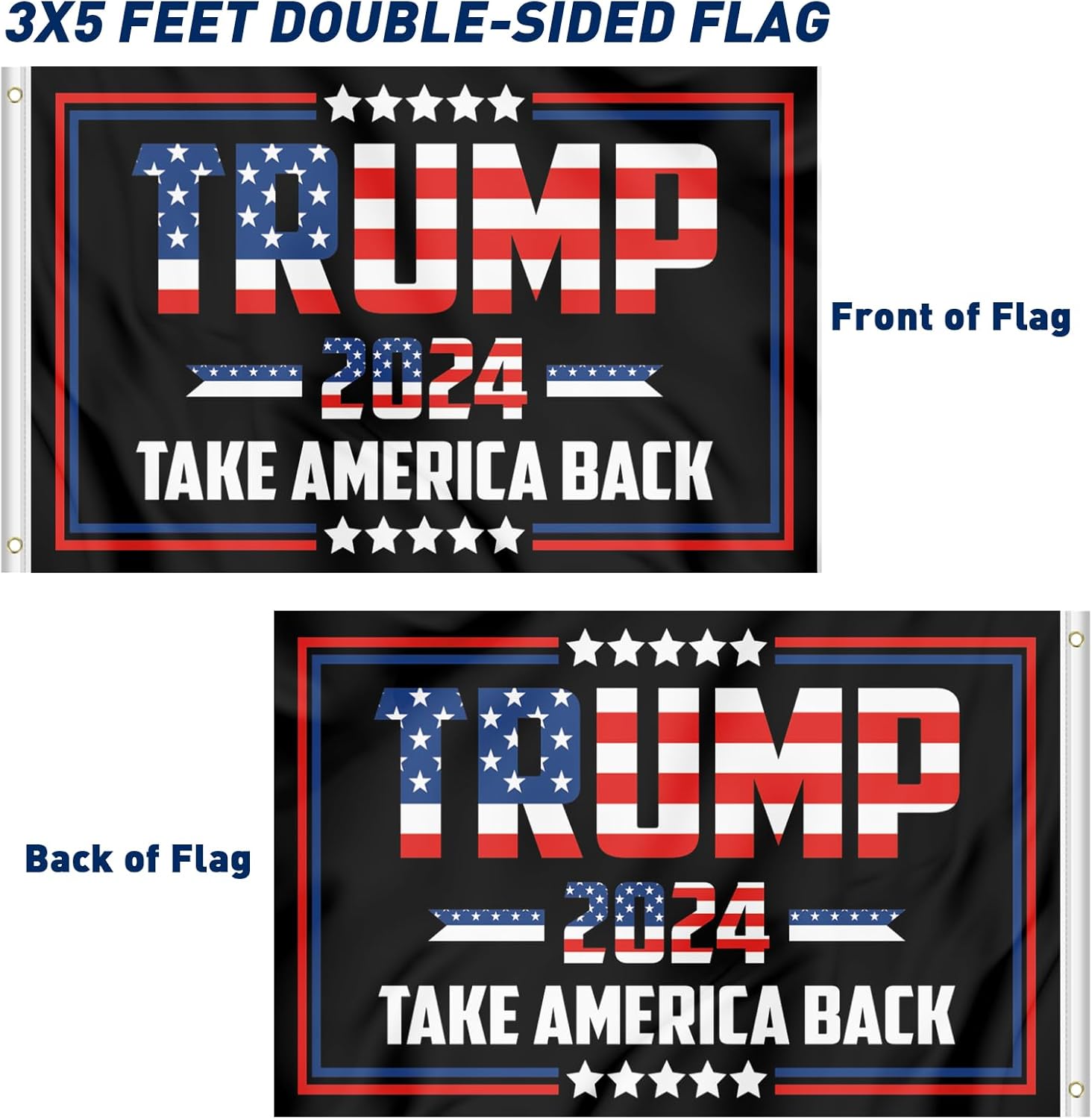 Trump 2024 Flag 3x5 Outdoor Double Sided Take America Back Donald Trump Flag Heavy Duty 3 Ply President Trump Banner 2024 Sign for Porch Yard Garden Patriotic Decor (TRUMP 2024 TAKE AMERICA BACK)