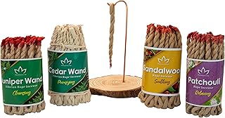 Tibetan Rope Incense 4 Scent Bundle (200pcs Total) by Tibetan Lotus. Sandalwood, Patchouli, Cedar & Juniper