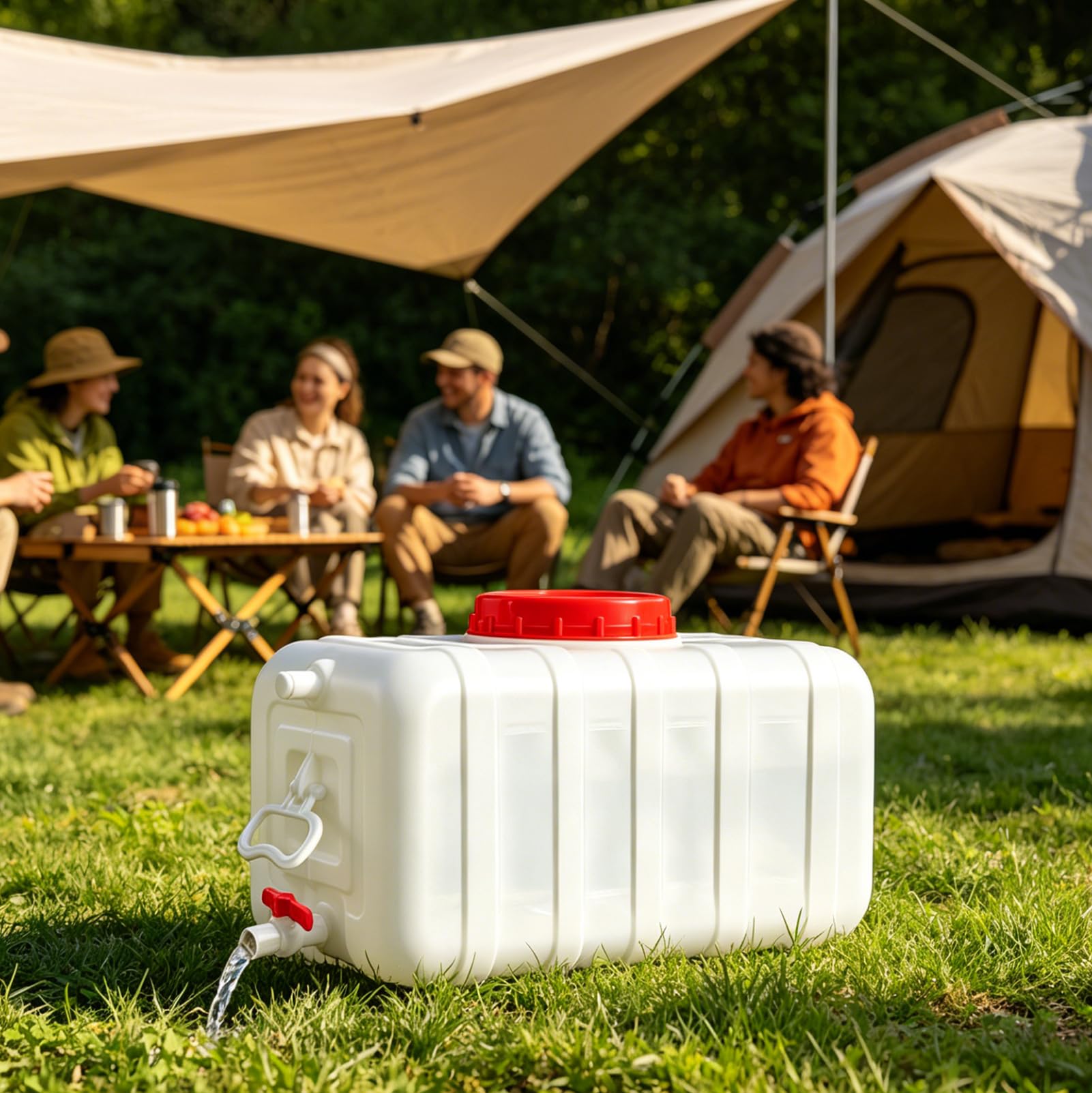 LIROPAU - Depósito de agua de plástico de 50L, contenedor de agua de plástico de grado alimenticio con llave, depósito de agua portátil para uso doméstico, viaje, RV y emergencia