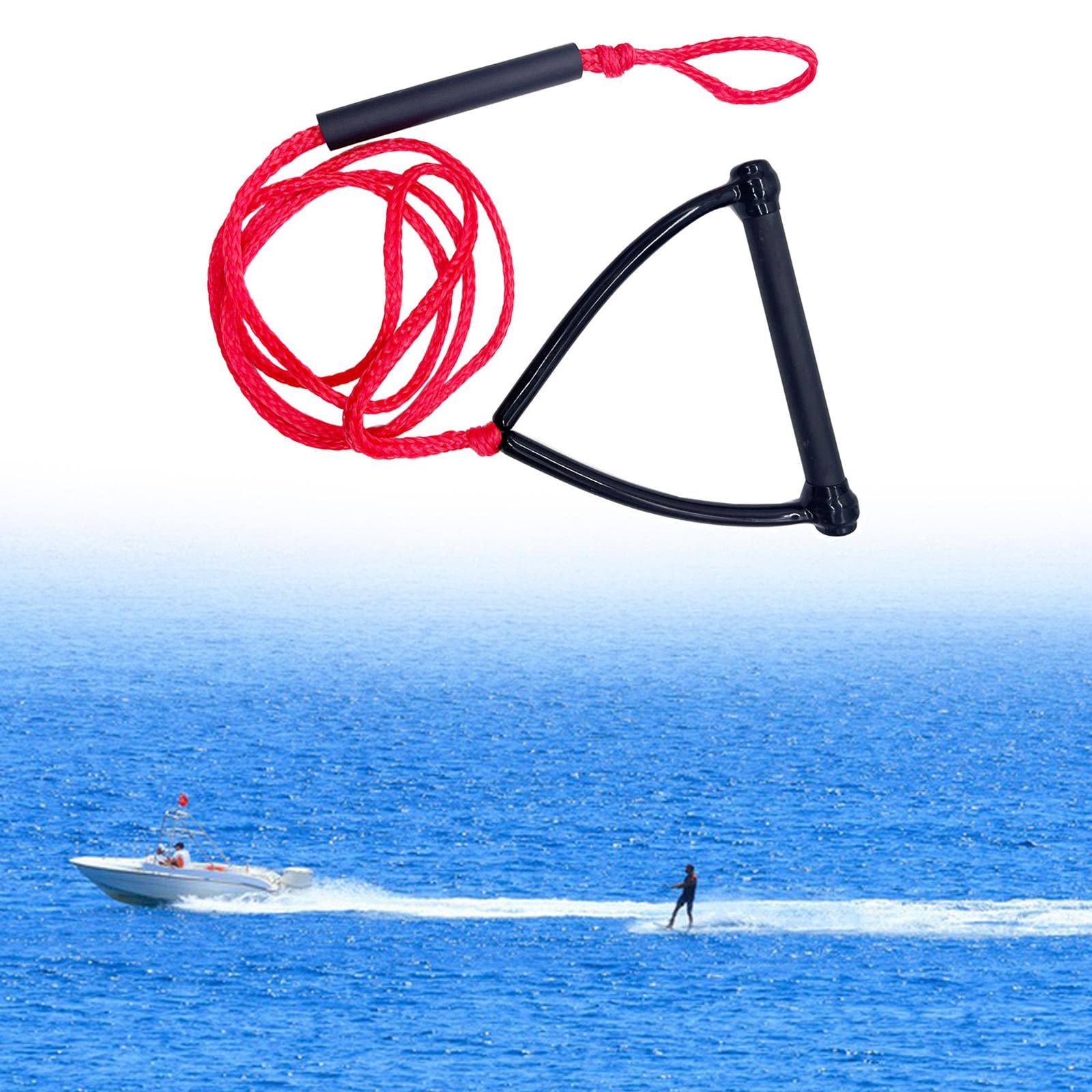 Harilla Wakeboard & Wasserski Leine Ergo, Rote Wakeboard Zugleine 730cm, Länge Zugseil mit Hantel, Wasserski Zugseil mit Griff, Robuste Schleppleine für Jet-Ski & Wakeboarding Knieboarding