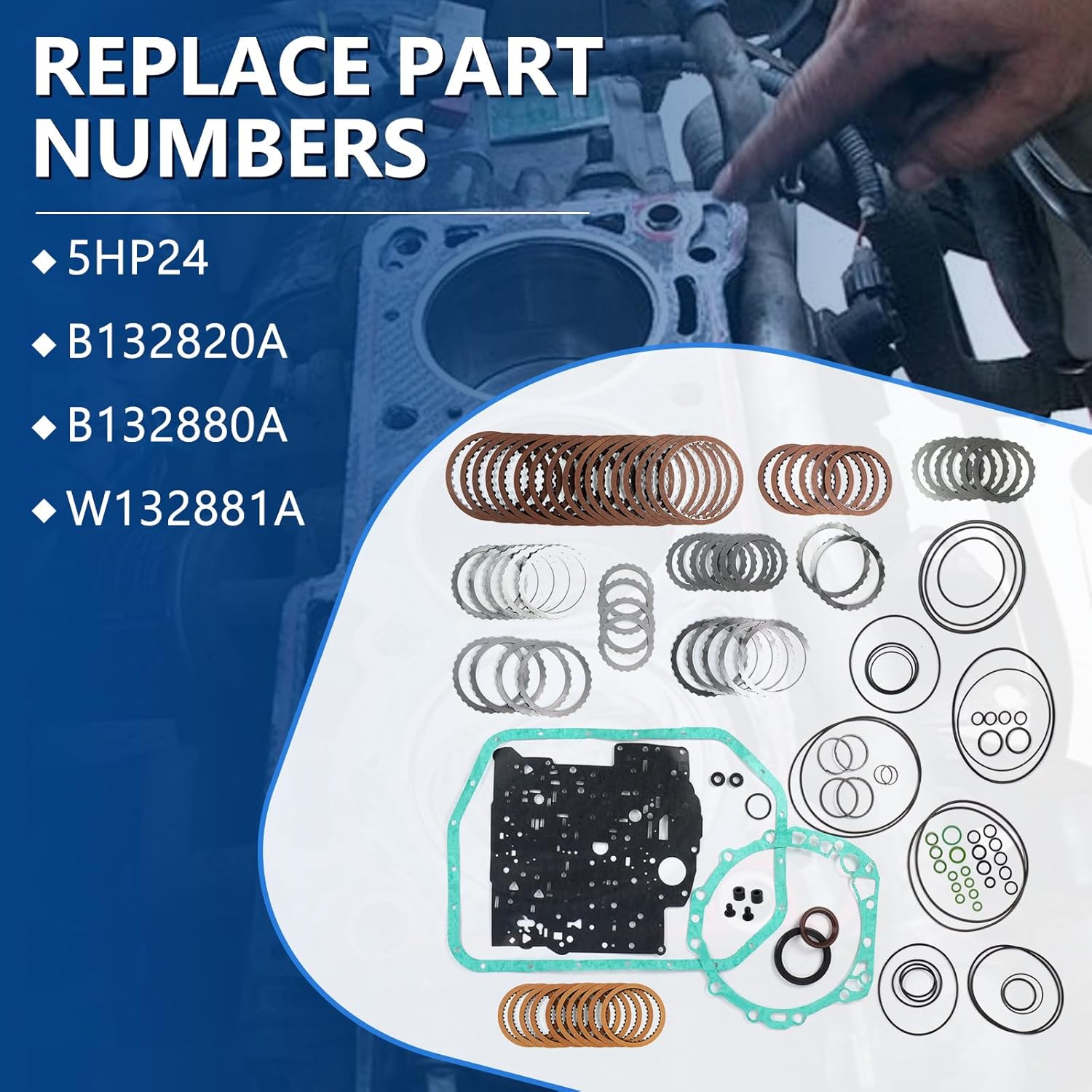 5HP24 Auto Transmission Master Rebuild Kit Transmission Overhaul Kit Fits for 2000-2004 A6 Quattro 2.7L, Fits for 2000-2003 X5 4.4L, Replace OE 5HP24 B132820A