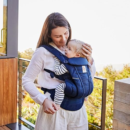 Miniatura 3 de Ergobaby Portabebés de malla transpirable con soporte lumbar mejorado y flujo de aire (7-45 libras), Omni Breeze, azul medianoche