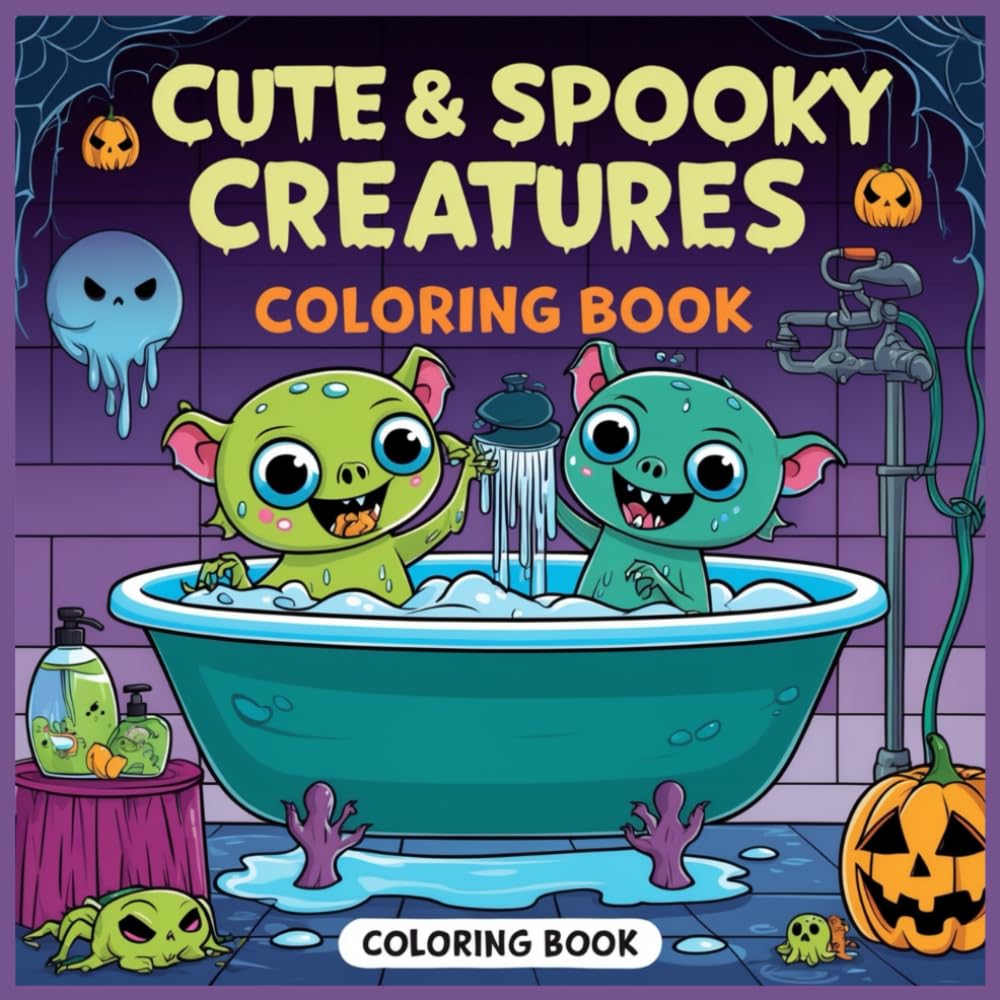 Cute & Spooky Creatures: Coloring Book for Adults and Teens Featuring Adorable Creepy Creatures in Cozy Hygge Moments for Relaxation.
