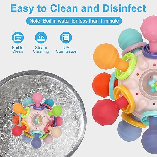 Miniatura 5 de Juguetes sensoriales Montessori para bebés de 0 a 6, 6 a 12 meses, juguetes de dentición de grado alimenticio para bebés de 0, 3, 6, 9, 12, 18