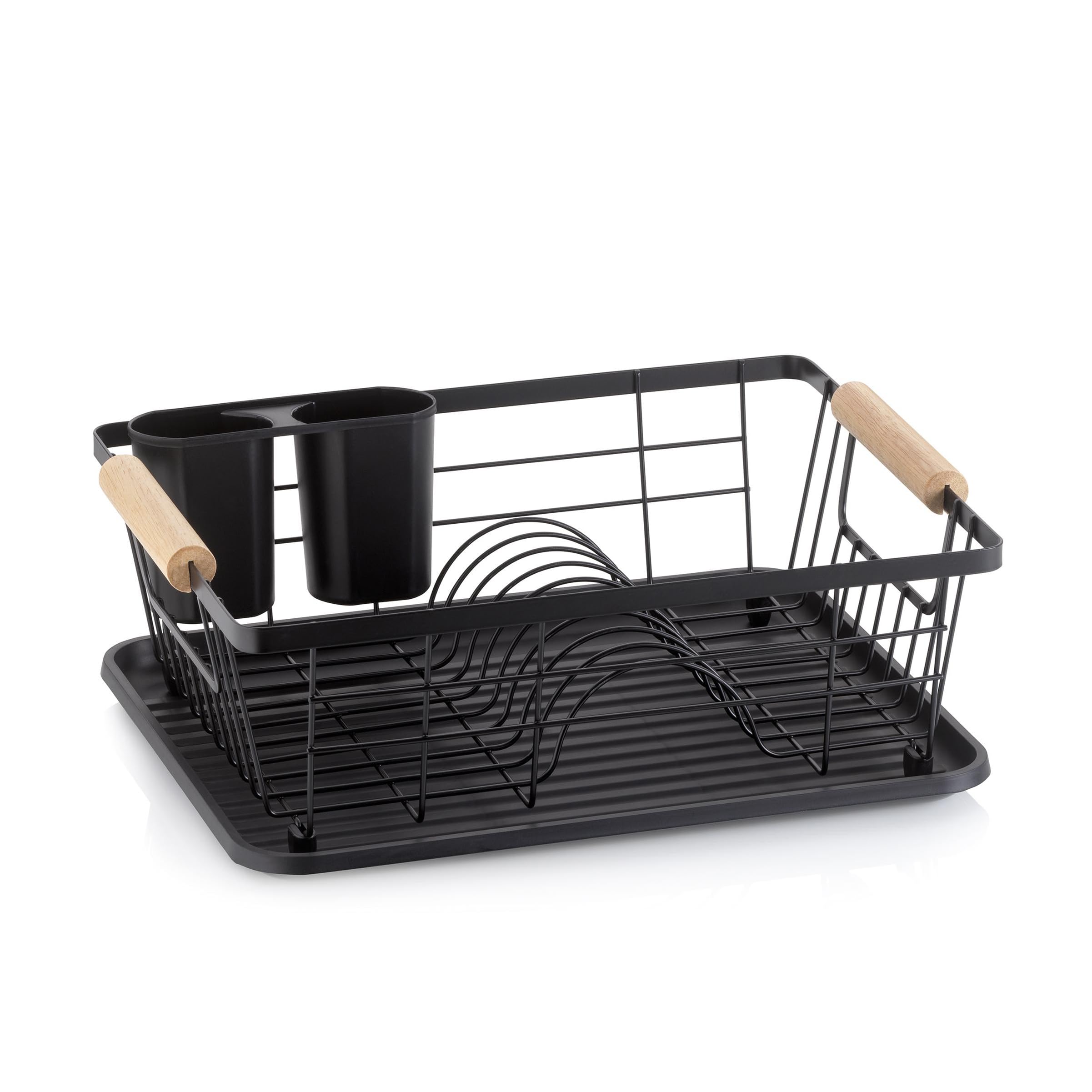 kela Égouttoir à Vaisselle Rica, métal Grille d'égouttage pour 9 Assiettes, 3 Verres, 2 Porte-Couverts en Plastique, Noir