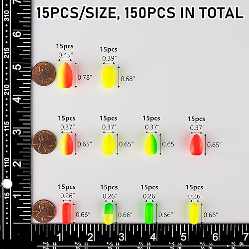 Miniatura 2 de Alwonder Paquete de 150 aparejos de pesca ovalados y cilíndricos de espuma para bagre, trucha, lucioperca y más