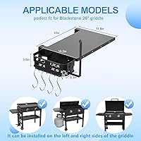 Vista 2 de Estante lateral plegable y organizador de plancha para parrillas Blackstone de 28 pulgadas, mesa auxiliar de plancha y caja de almacenamiento