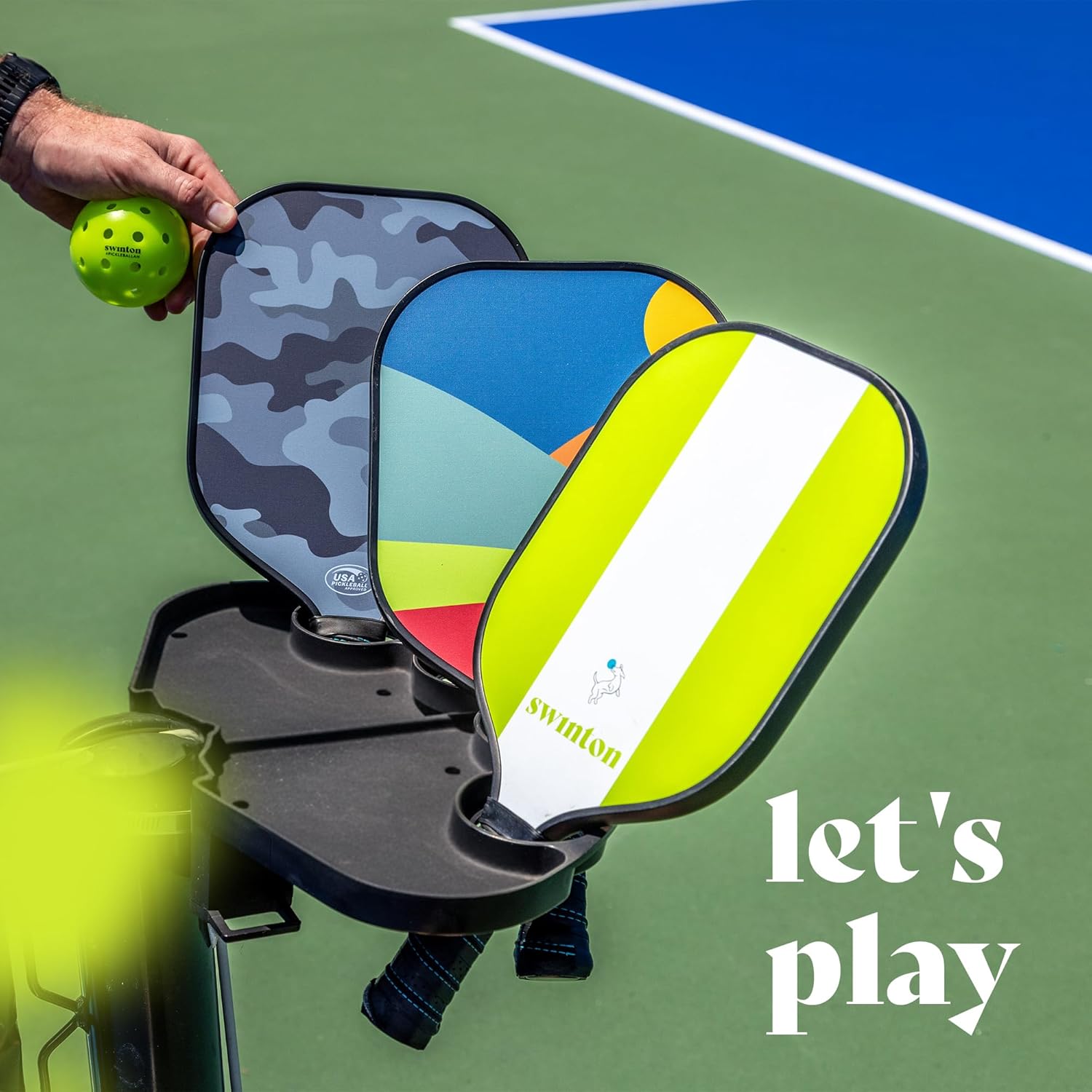 Swinton Pickleball Paddles, USAPA Approved Carbon Fiber Pickleball Paddle for Power, Control & Spin, Advanced Sweet Spot Textured Surface for Precision Shots Comfortable Anti-Slip Grip for Men & Women
