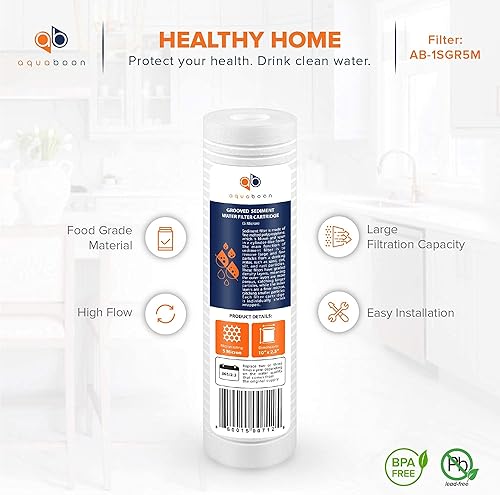 Miniatura 4 de Aquaboon cartucho de filtro de agua de sedimento ranurado, 10 pulgadas x 2.5 pulgadas, para cualquier unidad RO