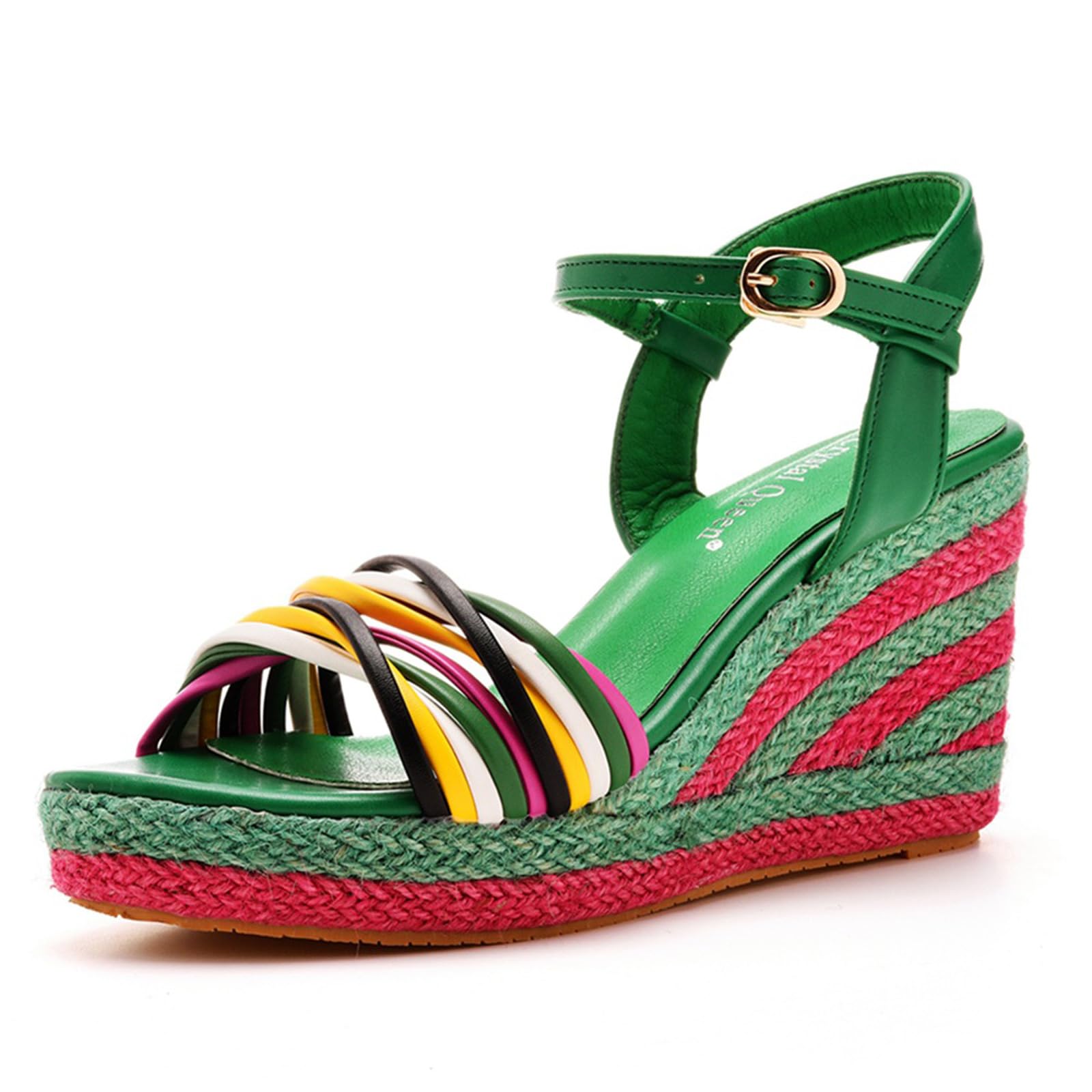 Sandales base en paille de raphia et boucle ajustable aux pieds